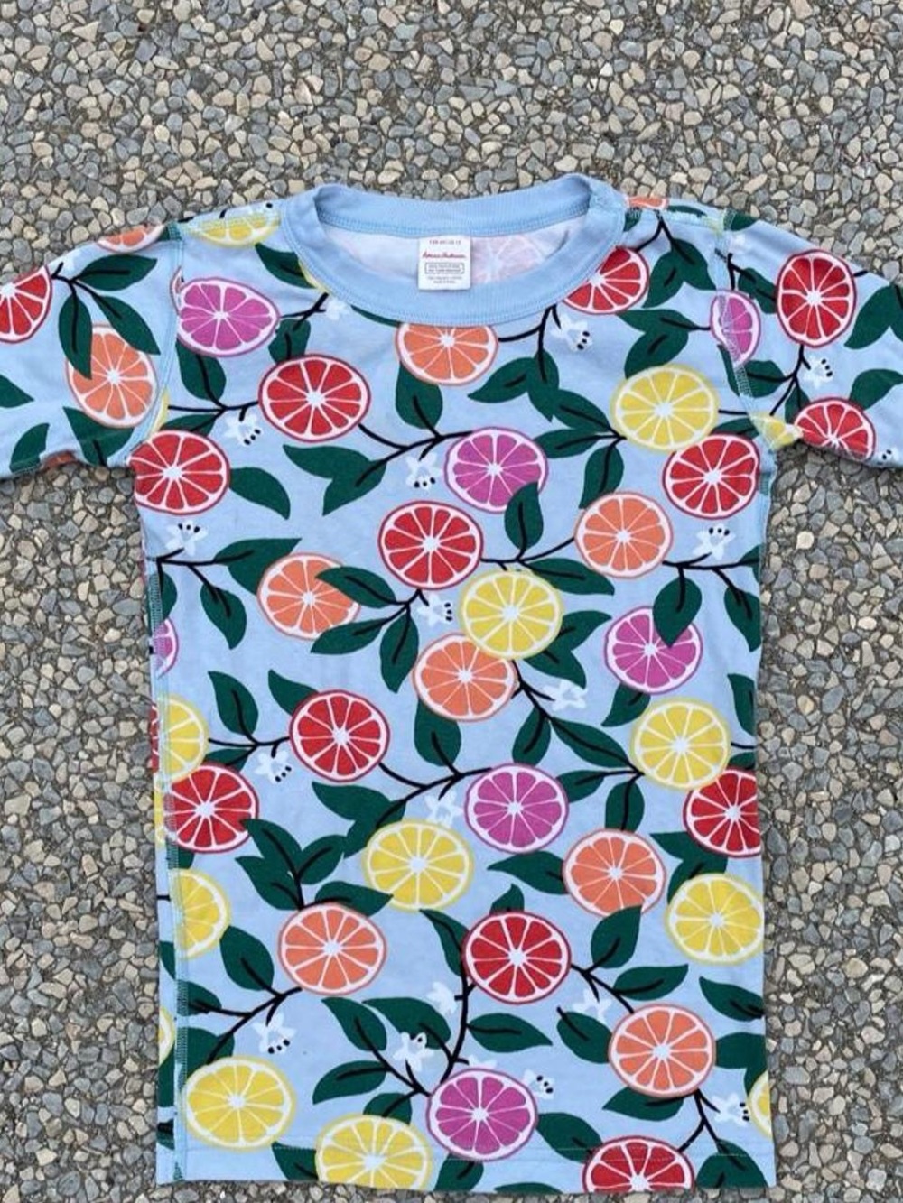 Hanna Andersson Light Blue Citrus Print Tee Kids PJ Tee